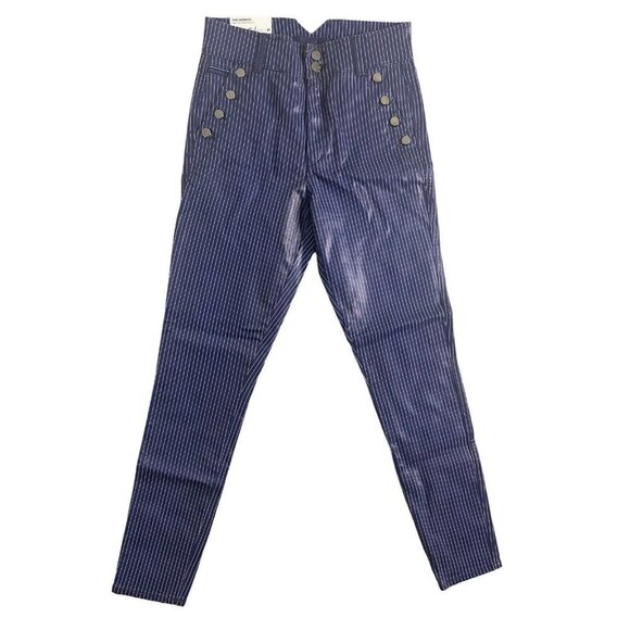 Joe's Womens The Georgia High Rise Coated Blue Pinstripe Ankle Skinny Jeans 26 - Picture 1 of 9